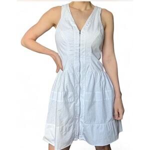 Women’s White Robert Rodriguez 100% cotton Zipper Front Mini Dress Size 6